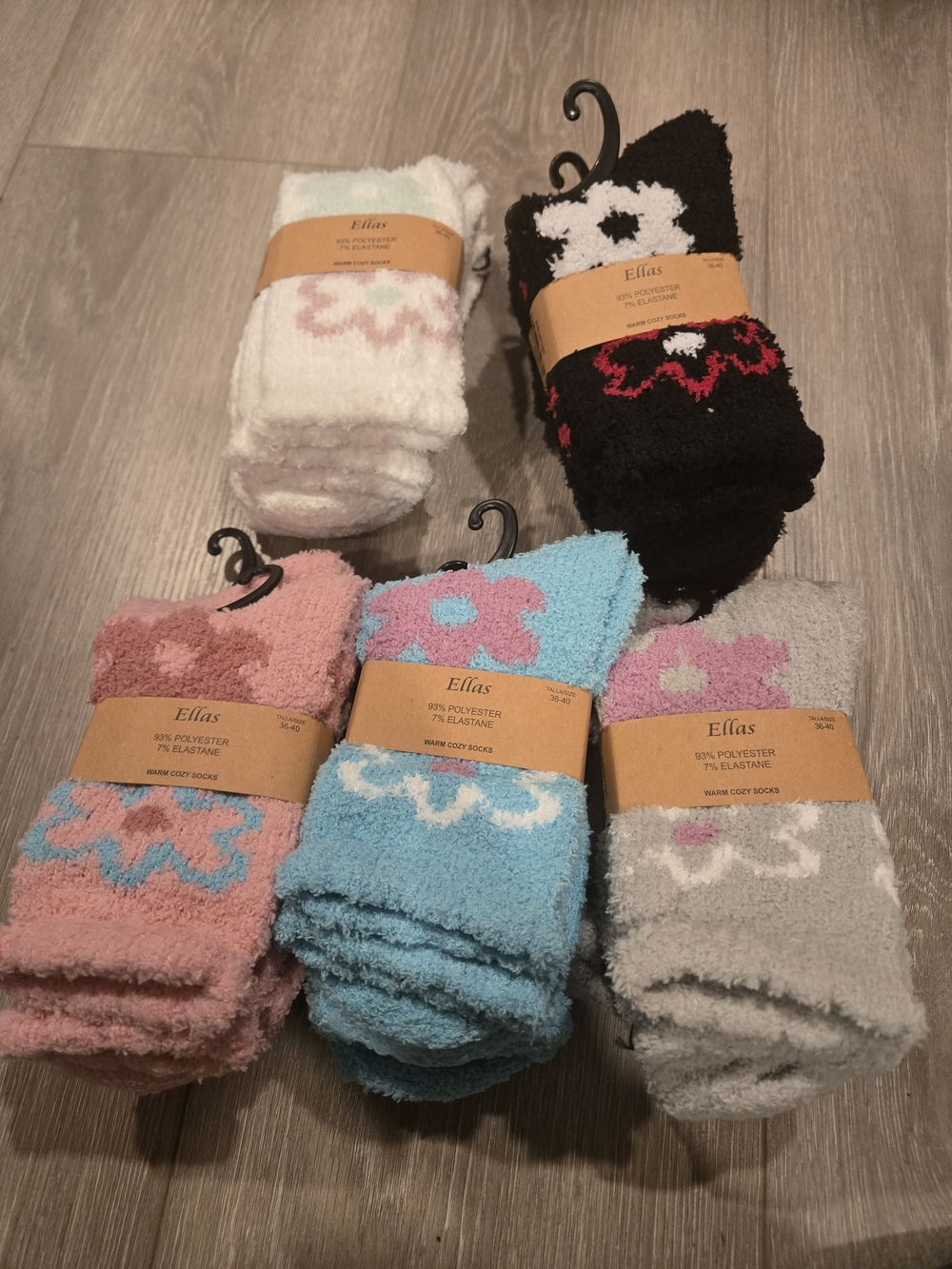 Plush Floral Crew Socks (Choice of Color)